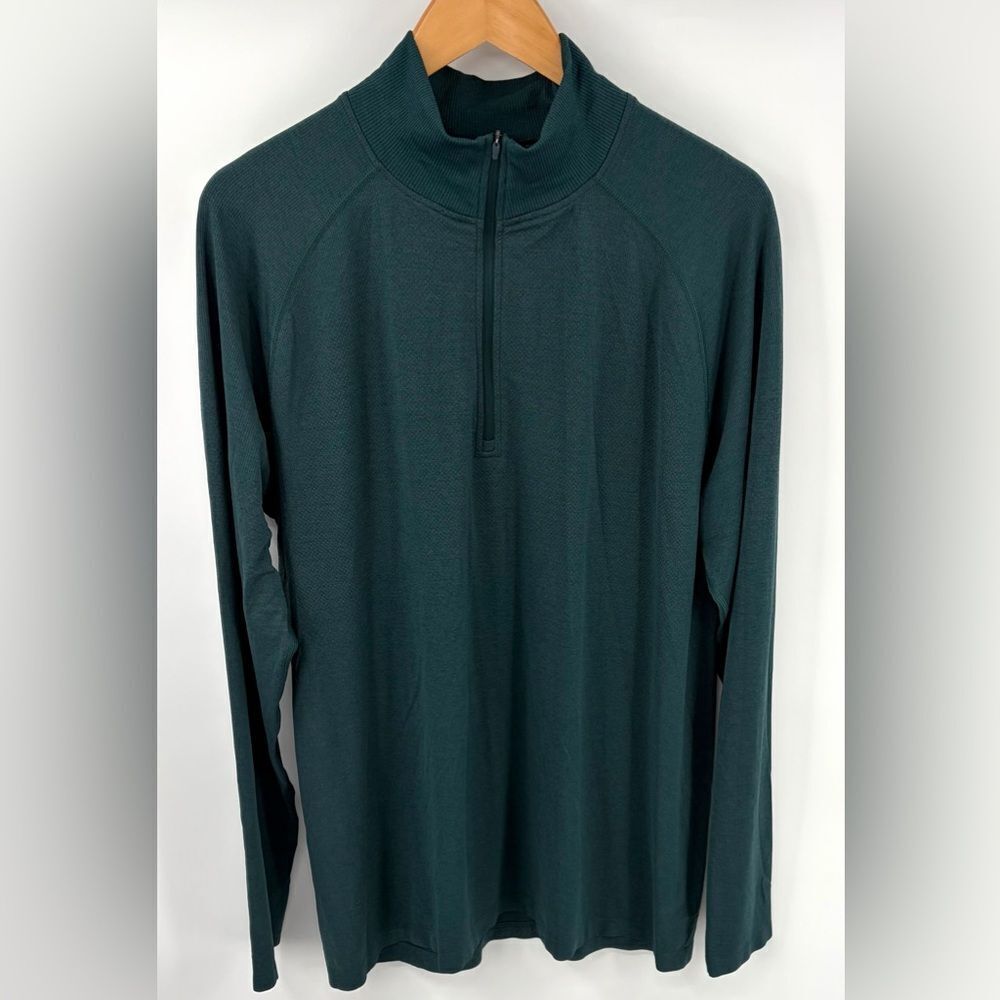 VRST men’s circuit seamless 1/4 zip performance pullover green dusk size XXL